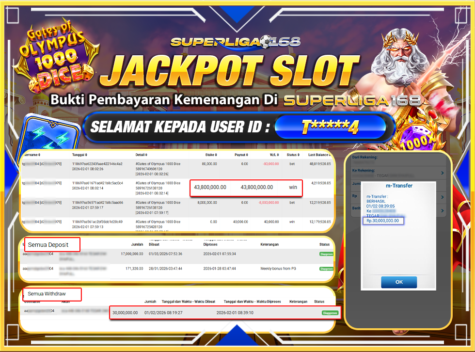 SUPERLIGA168 GATES OF OLYMPUS 1000 DICE Rp.30,000,000LUNAS